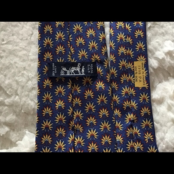 Hermes Authentic 100% Silk Soie Mens Tie Made in France 7398 PA - Picture 7 of 12